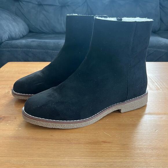 LOFT Fur-Lined Black Missy Ankle Boots Size 10.5 New with Box - Picture 3 of 9